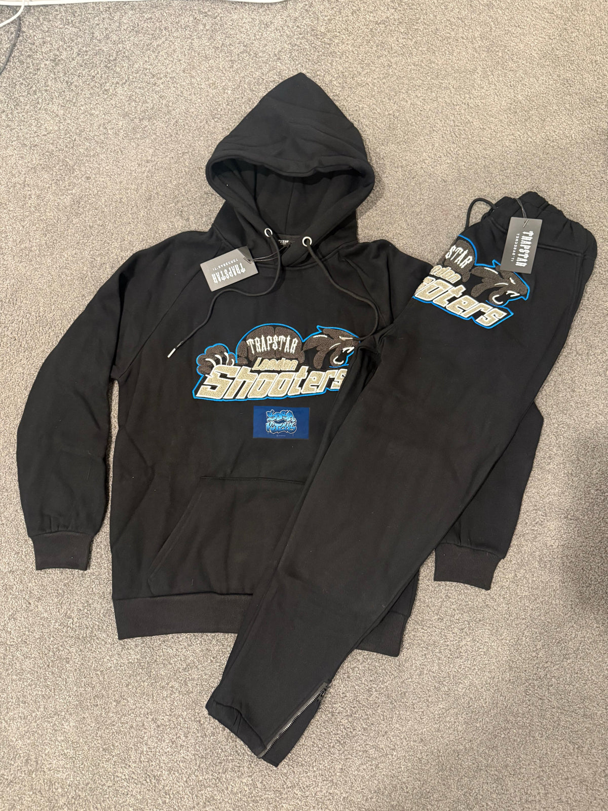 Trapstar Tracksuit - Black Blue Shooters