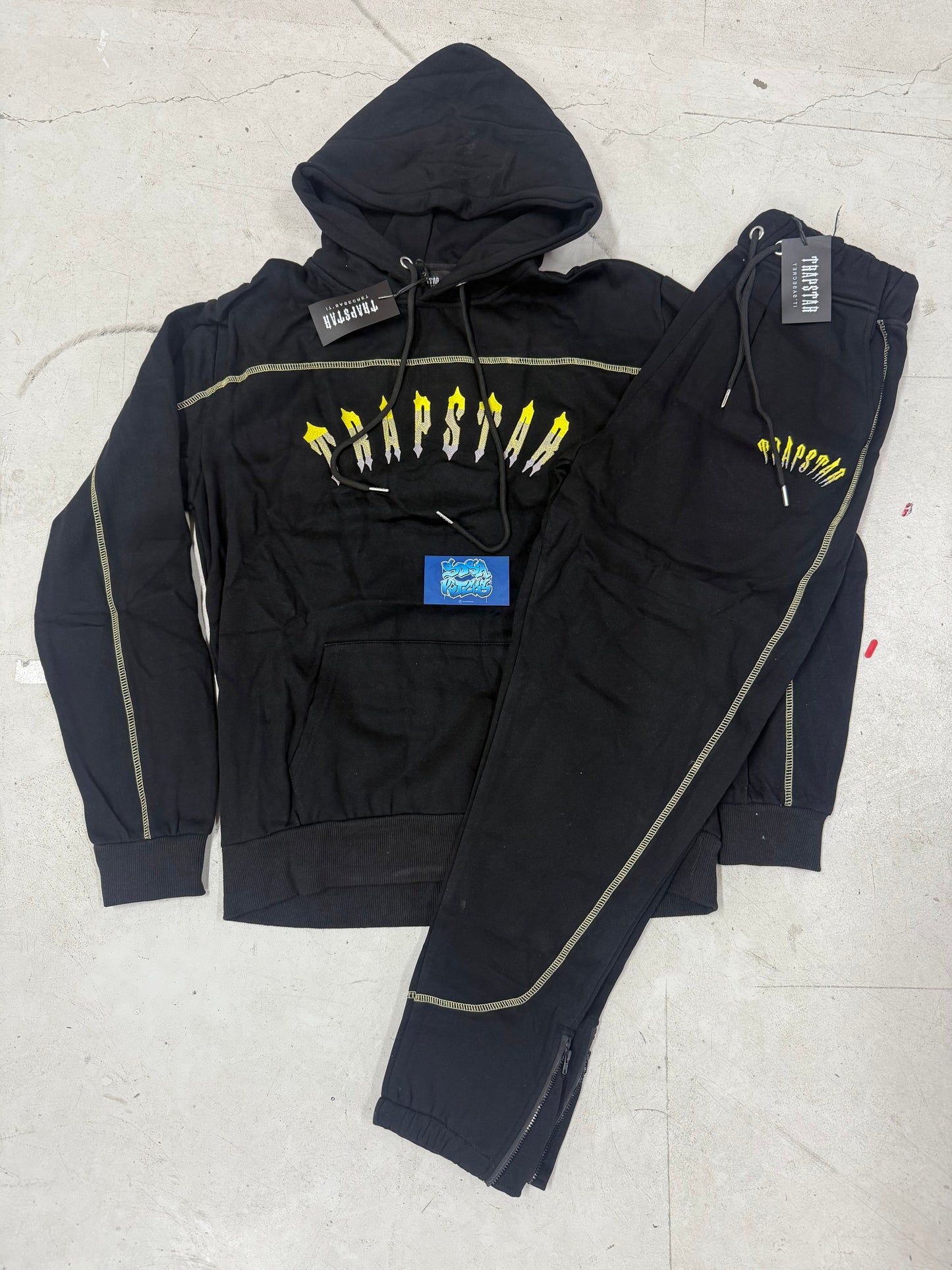 Trapstar Tracksuit - Black Yellow Logo