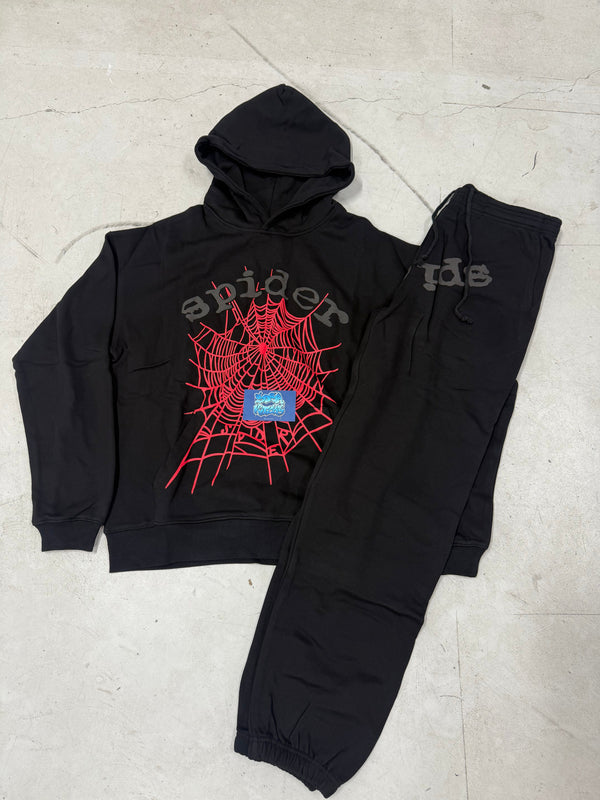 Sp5der Tracksuit - Black Red