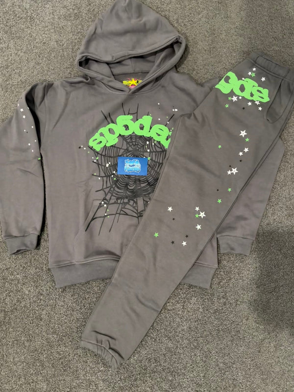 Sp5der Tracksuit - Grey Green