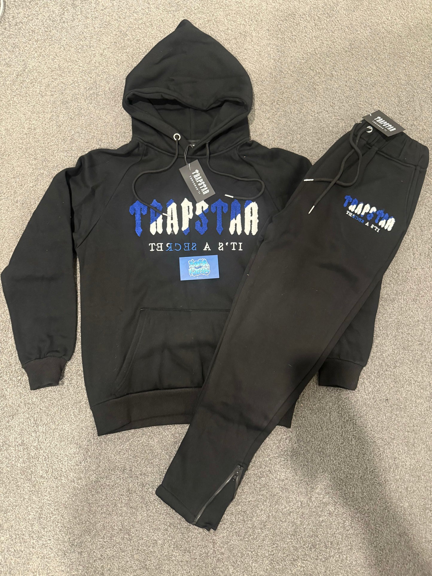 Trapstar Tracksuit - Black Blue Logo