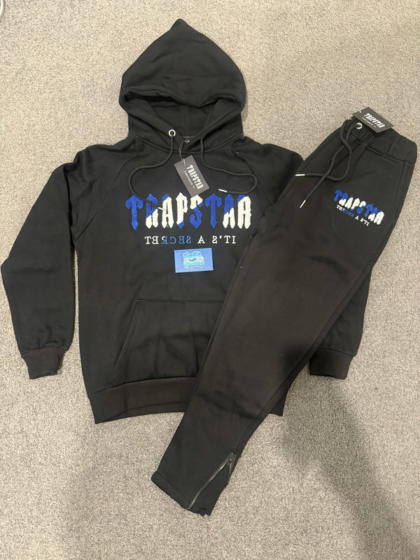 Trapstar Tracksuit - Black Blue Logo
