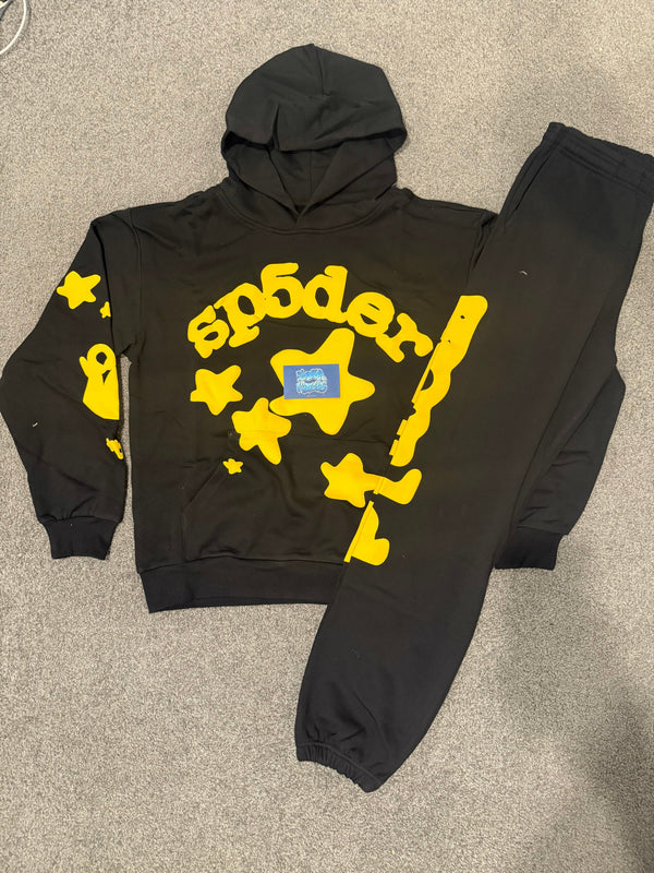 Sp5der Tracksuit - Black Yellow