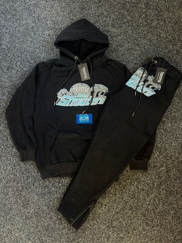 Trapstar Tracksuit - Black Cyan Shooters