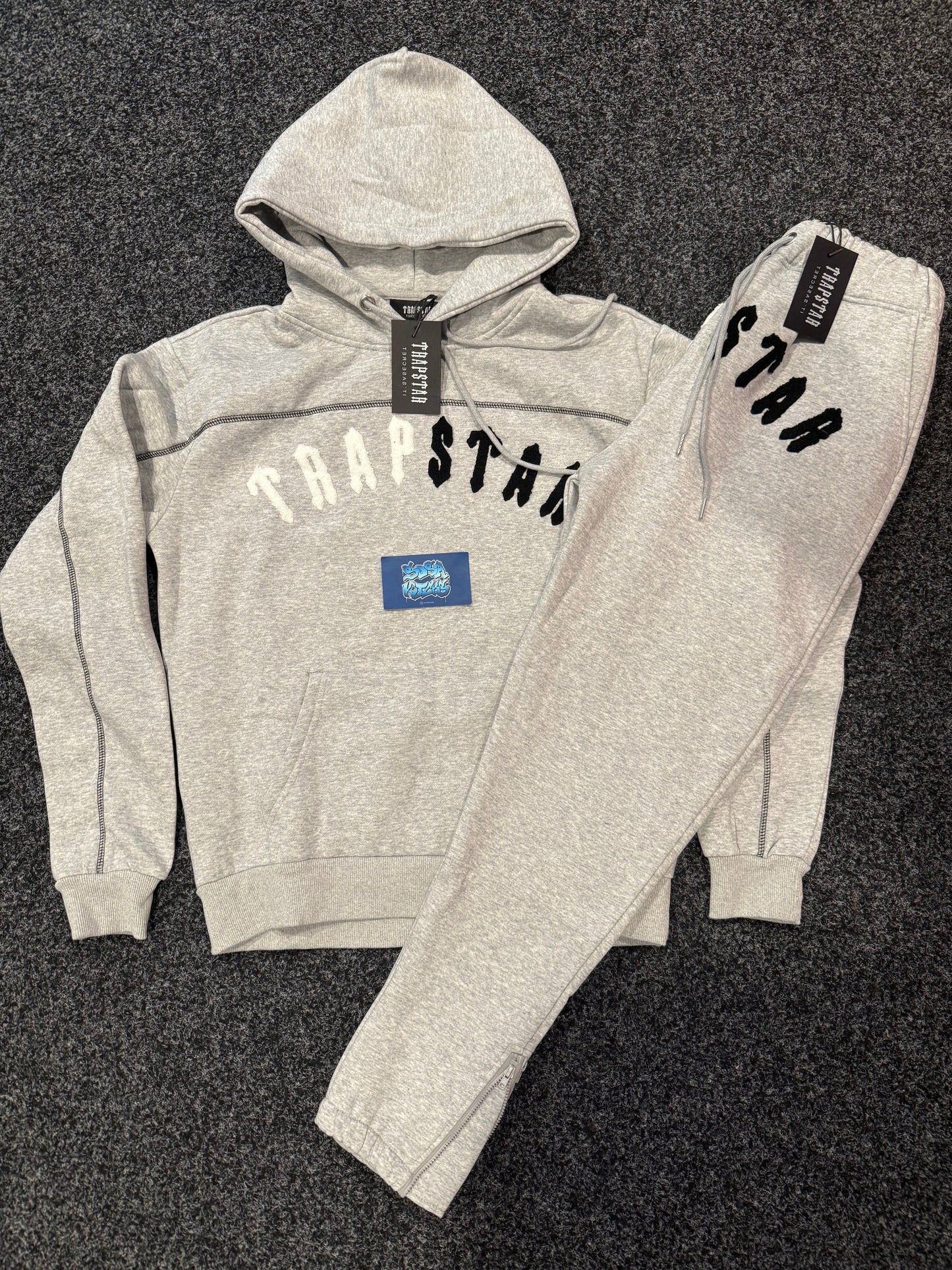 Trapstar Tracksuit - Grey White Logo