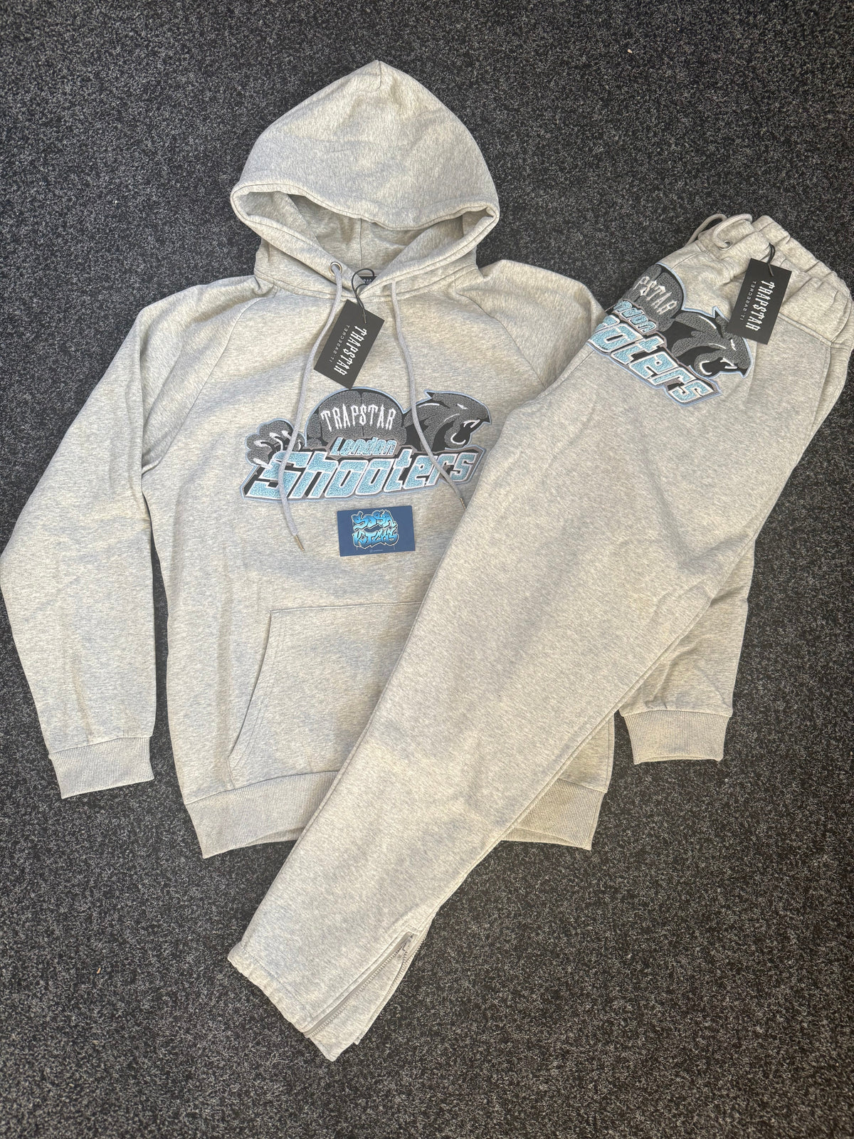 Trapstar Tracksuit - Grey Cyan Shooters