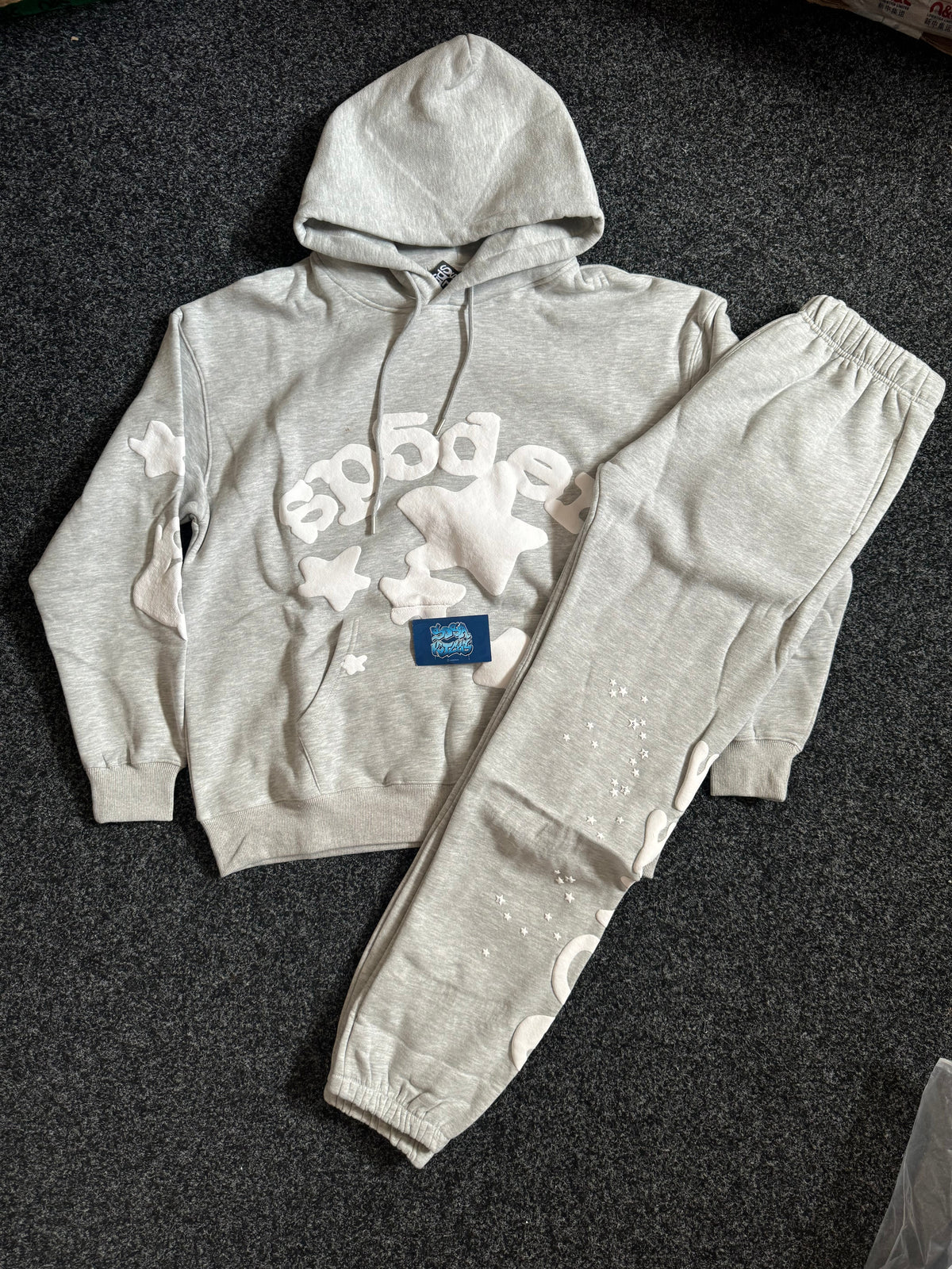 Sp5der Tracksuit - Grey White Stars