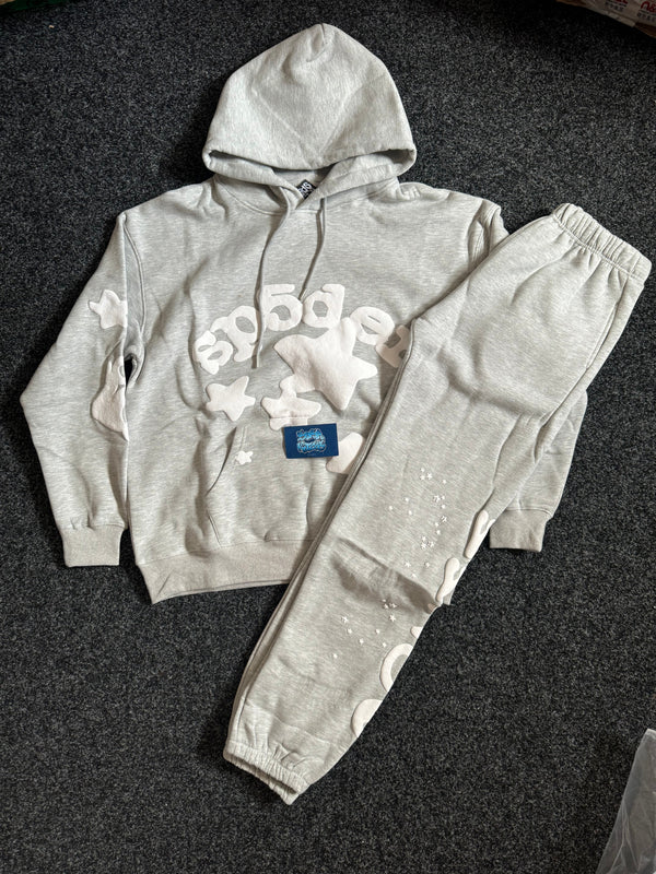 Sp5der Tracksuit - Grey White Stars