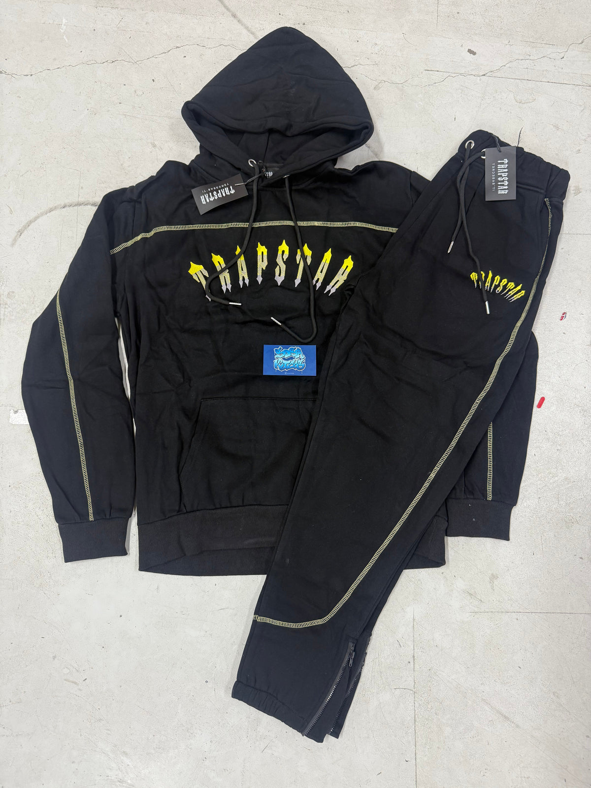 Trapstar Tracksuit - Black Yellow Logo