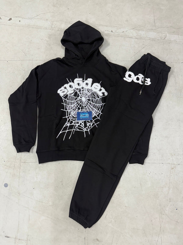Sp5der Tracksuit - Black White