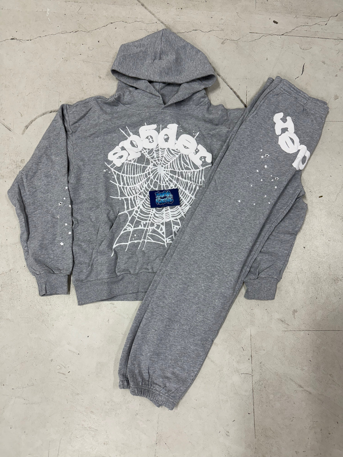 Sp5der Tracksuit - Grey White