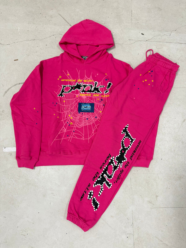 Sp5der Tracksuit - Full Pink