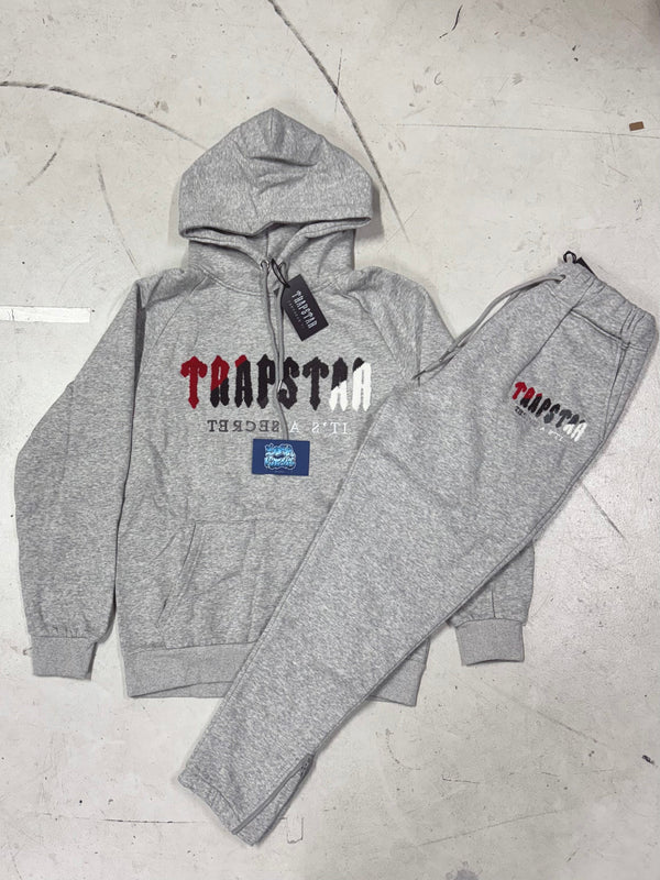 Trapstar Tracksuit - Grey Red Logo