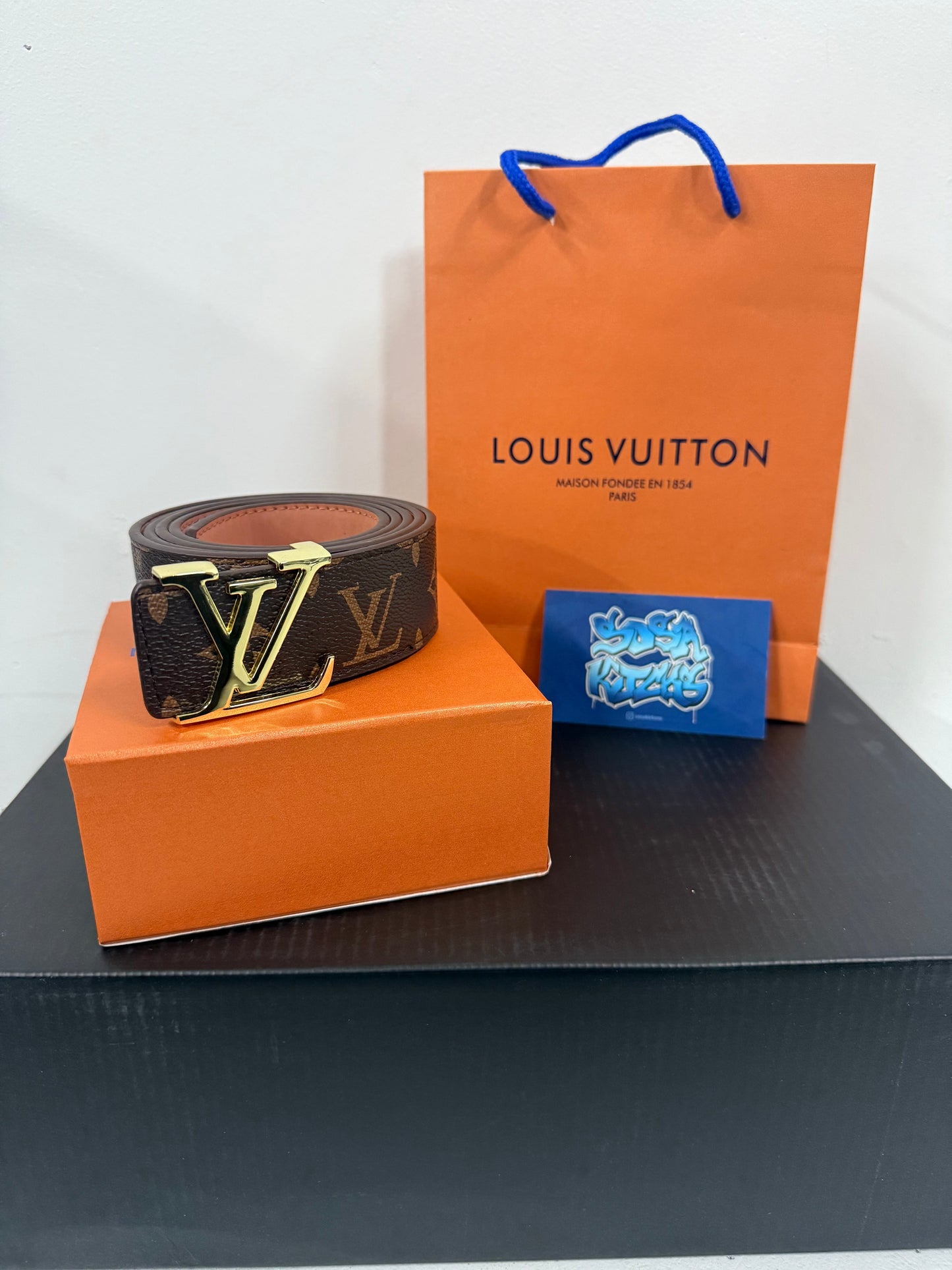 Loowee Monogram Brown Gold Belt